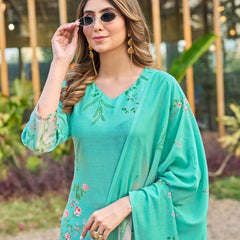 Modern Cotton Kurta Set with Floral Print
