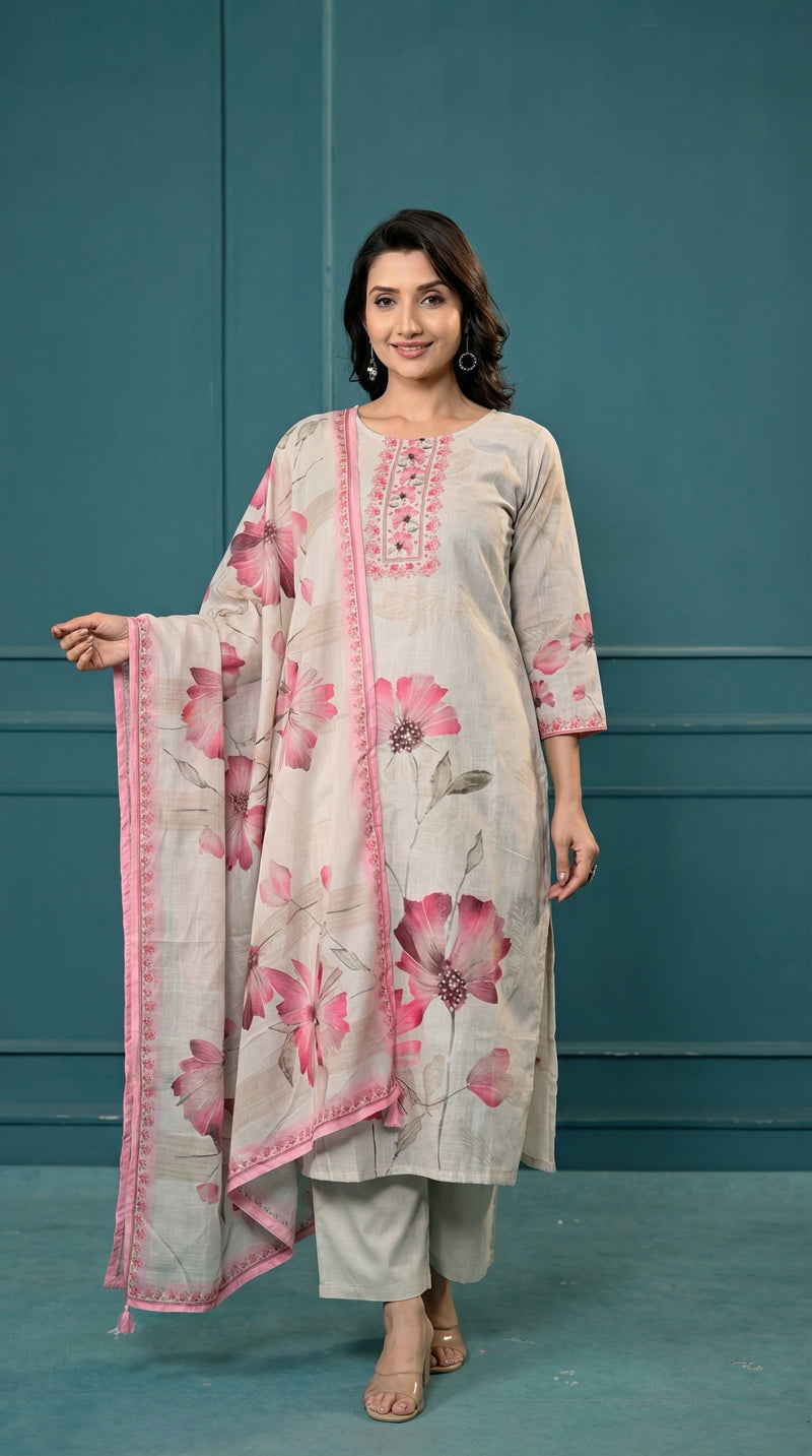 Digital Print Cotton Kurta Set for Women