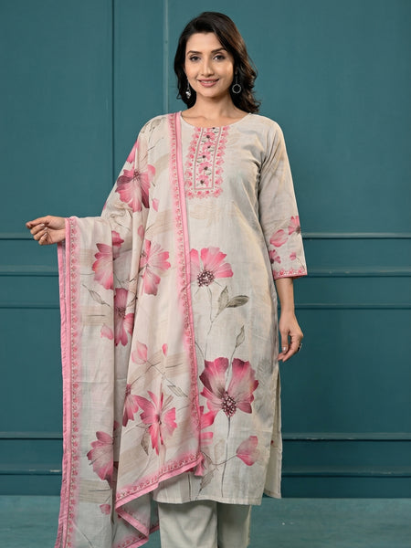 Pink Digital Print Cotton Kurta Set Women
