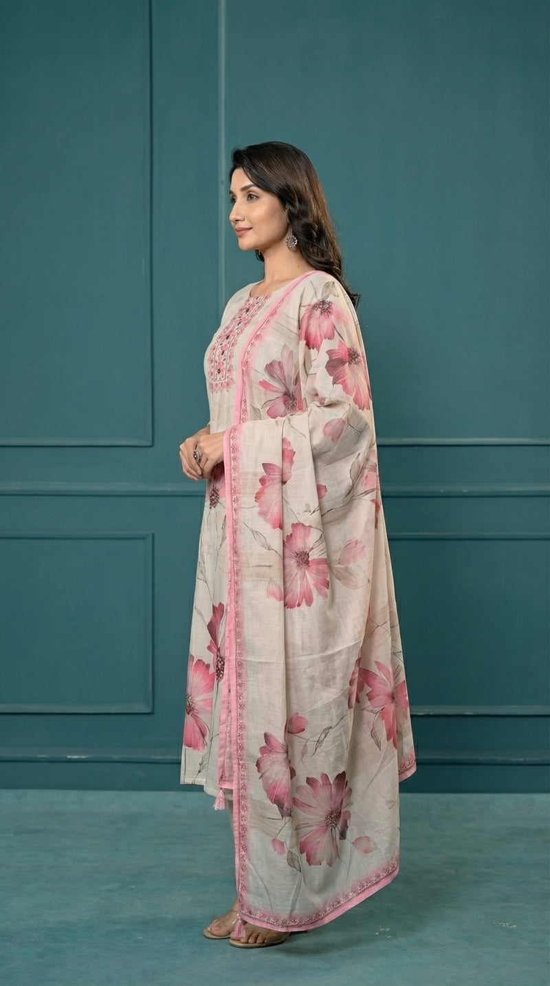 Digital Print Cotton Kurta Set for Women