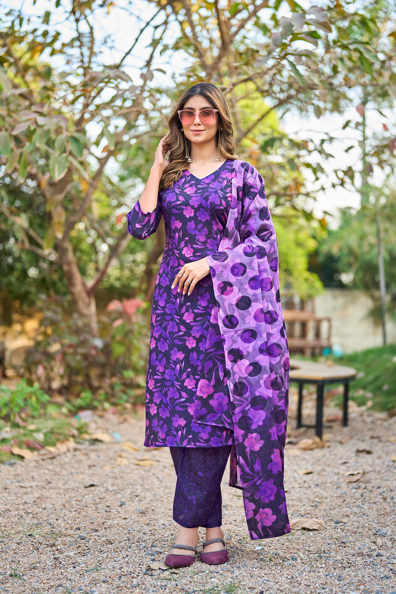 Mal Cotton Digital Print Kurta Pant Set