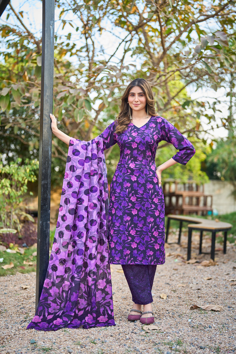 Mal Cotton Digital Print Kurta Pant Set