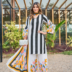 Elegant white kurta pant dupatta set full look