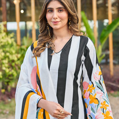 Ethnic white kurta set with dupatta outdoor model