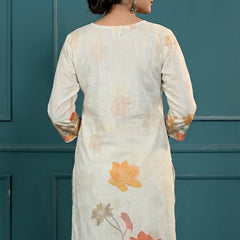 White Digital Print Cotton Kurta Set Women