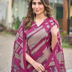 Abstract Printed Cotton Kurta Pant Dupatta Set