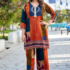 Multi Color Digital Print Cotton Co-ord Set