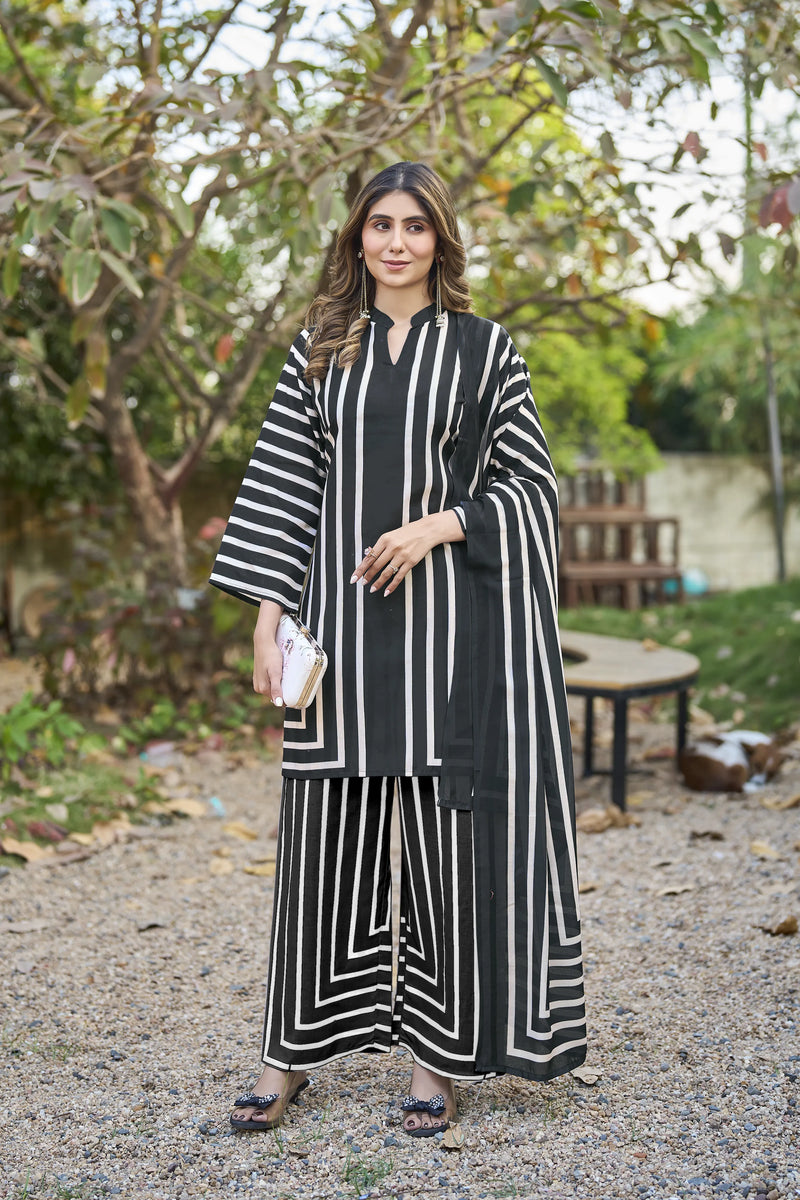 Chic Digital Print Mal Cotton Kurta Set