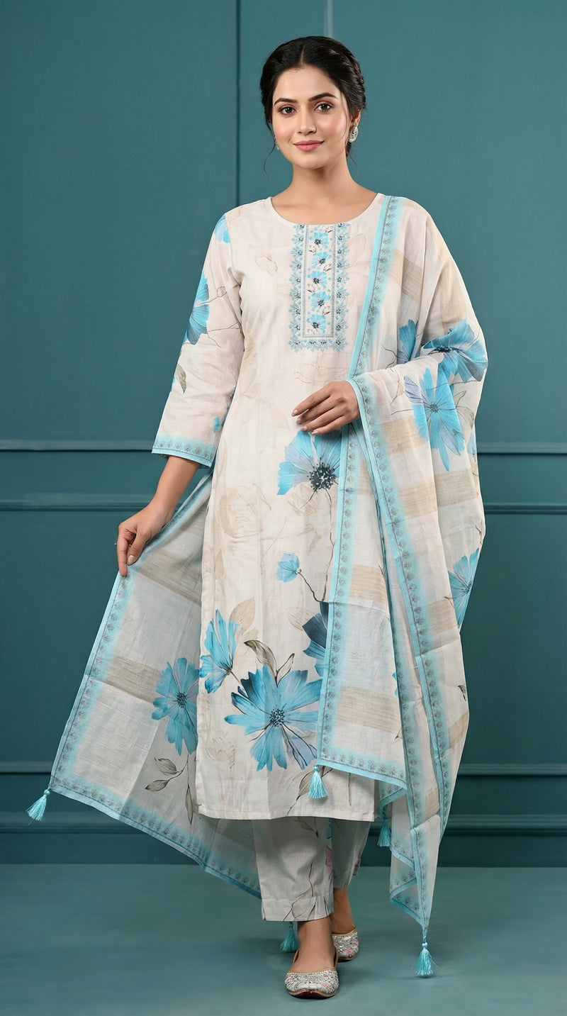 Digital Print Cotton Kurta Set for Women