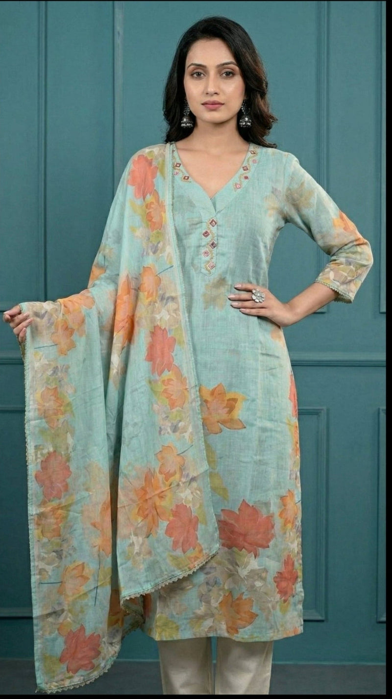 Digital Print Cotton Kurta Set for Women