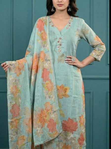 Digital Print Cotton Kurta Set for Women
