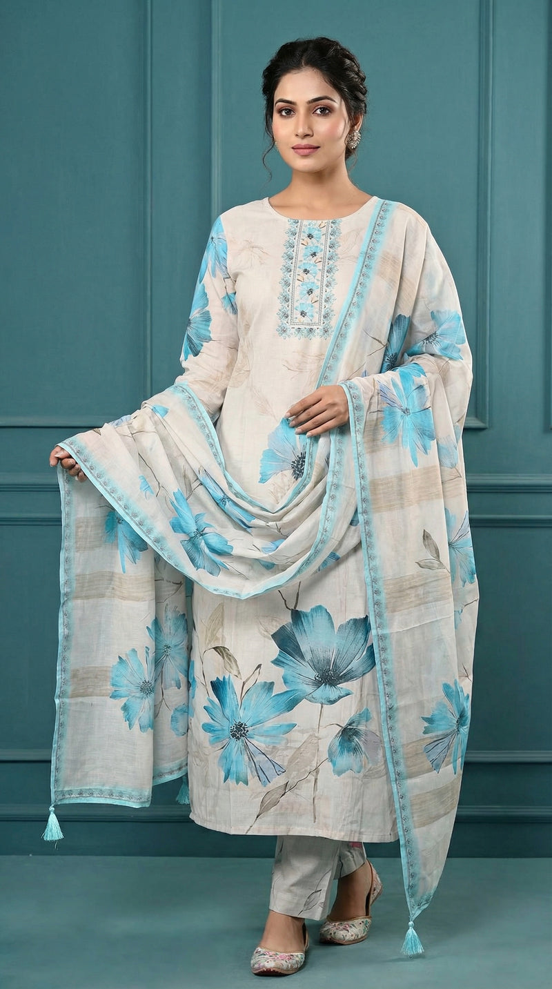 Digital Print Cotton Kurta Set for Women