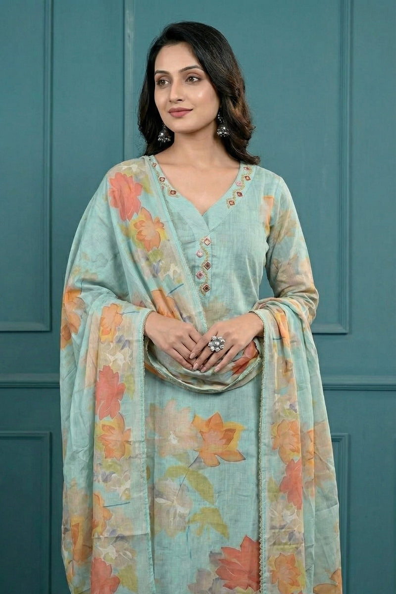 Digital Print Cotton Kurta Set for Women