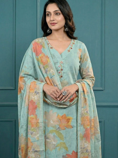 Digital Print Cotton Kurta Set for Women