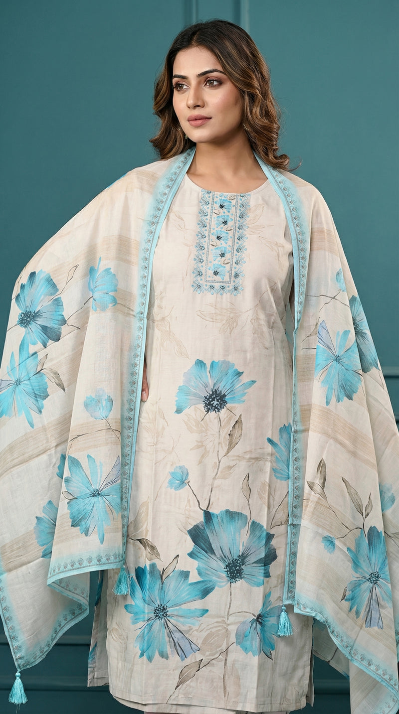 Digital Print Cotton Kurta Set for Women