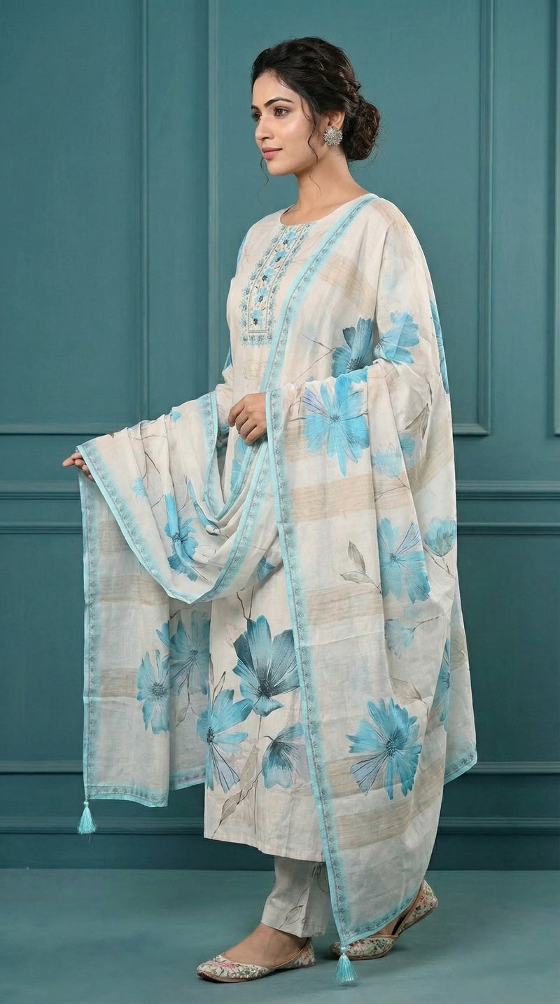 Digital Print Cotton Kurta Set for Women