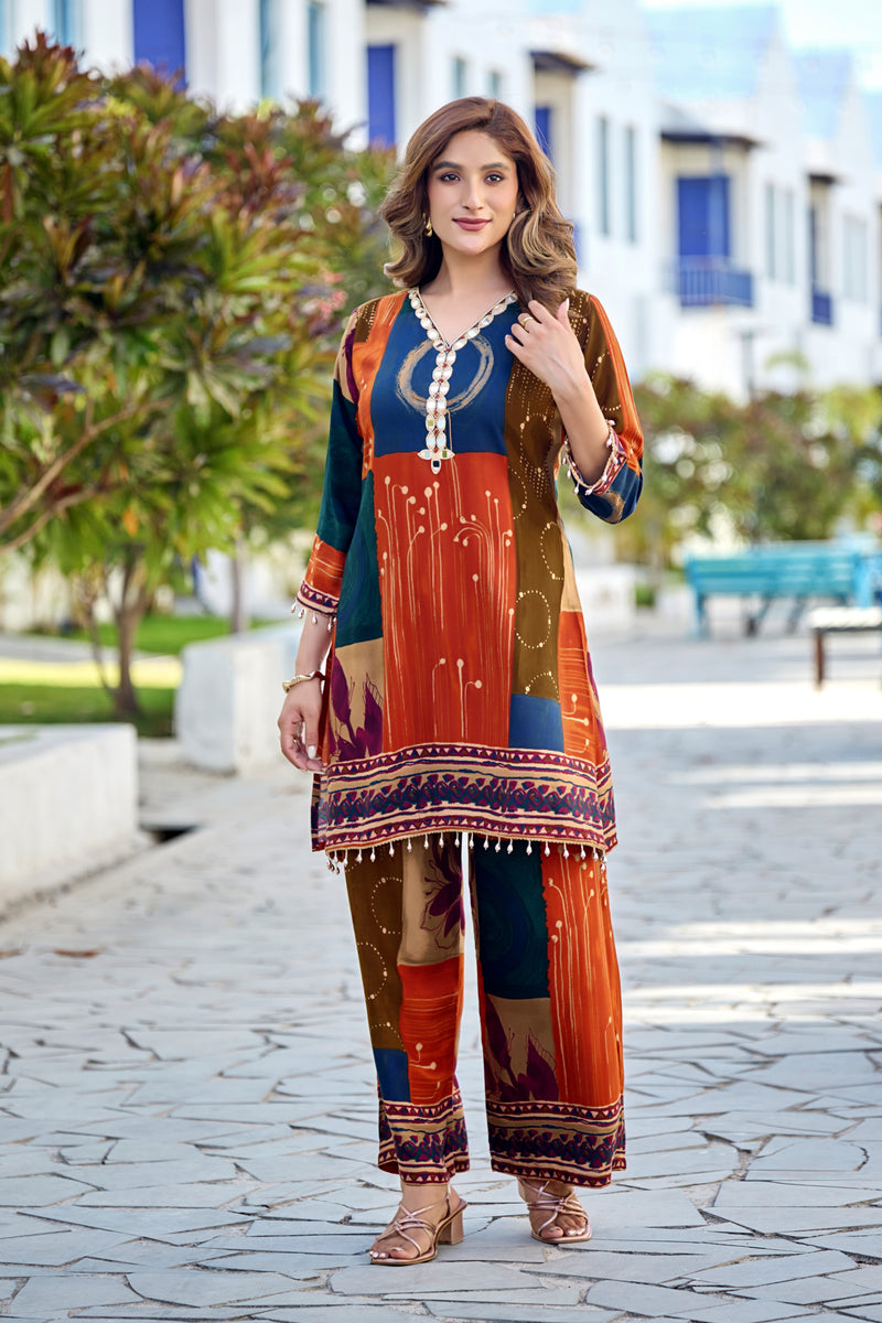 Multi Color Digital Print Cotton Co-ord Set