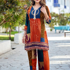 Multi Color Digital Print Cotton Co-ord Set