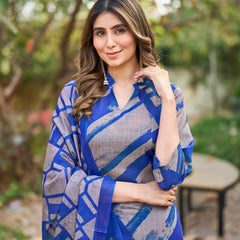 Abstract Printed Cotton Kurta Pant Dupatta Set