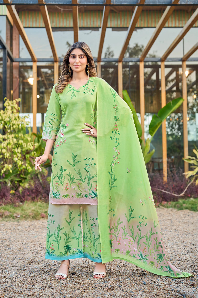 Modern Cotton Kurta Set with Floral Print