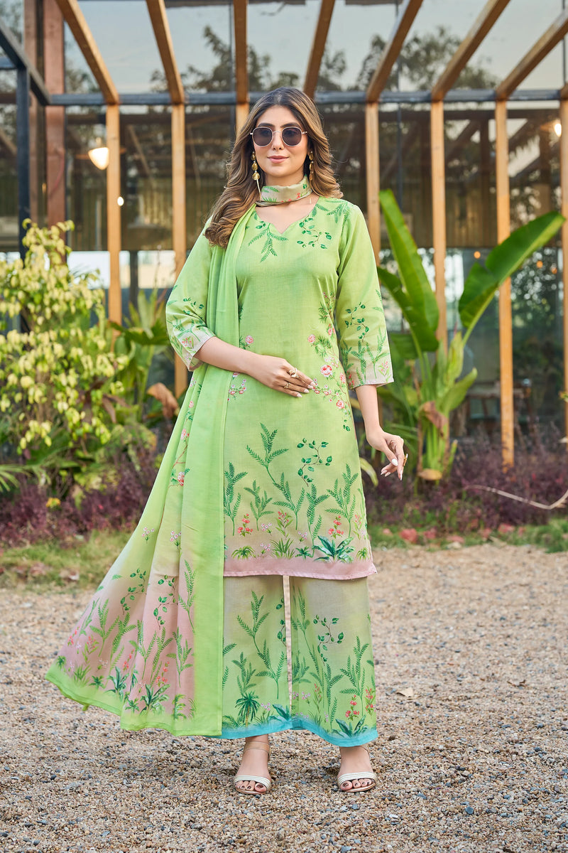 Modern Cotton Kurta Set with Floral Print