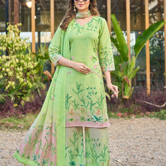 Modern Cotton Kurta Set with Floral Print