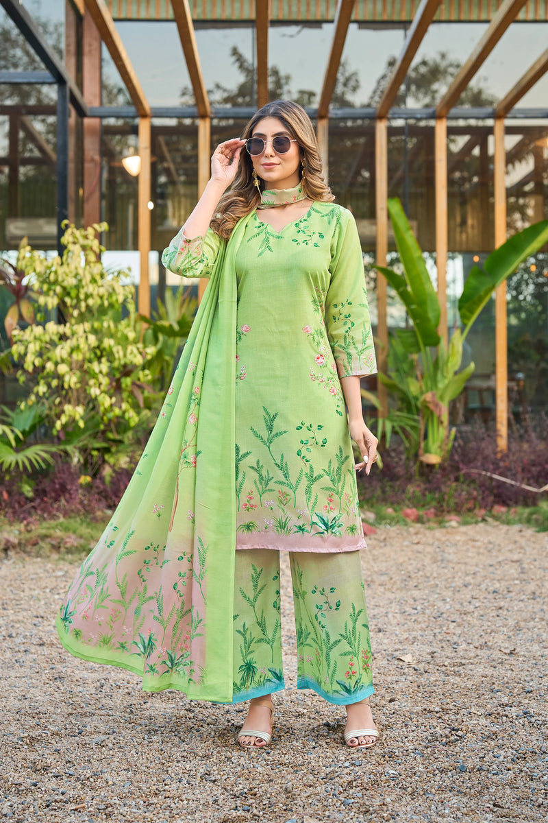 Modern Cotton Kurta Set with Floral Print