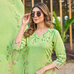 Modern Cotton Kurta Set with Floral Print
