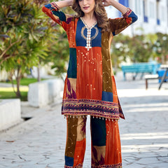 Multi Color Digital Print Cotton Co-ord Set