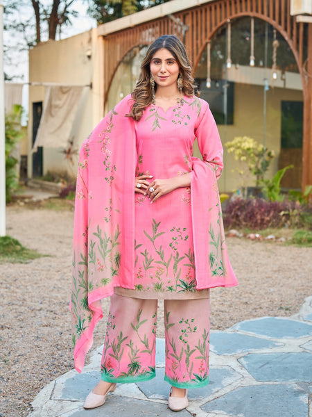 Modern Cotton Kurta Set with Floral Print