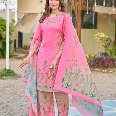Modern Cotton Kurta Set with Floral Print