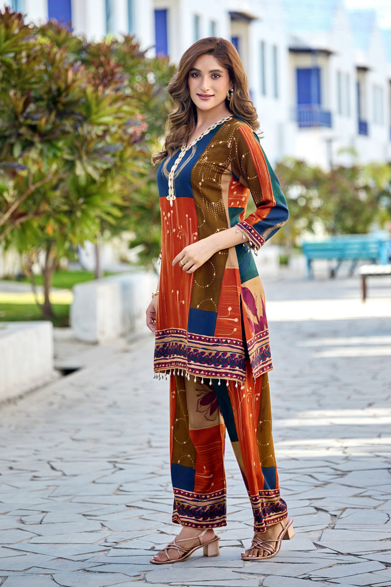 Multi Color Digital Print Cotton Co-ord Set