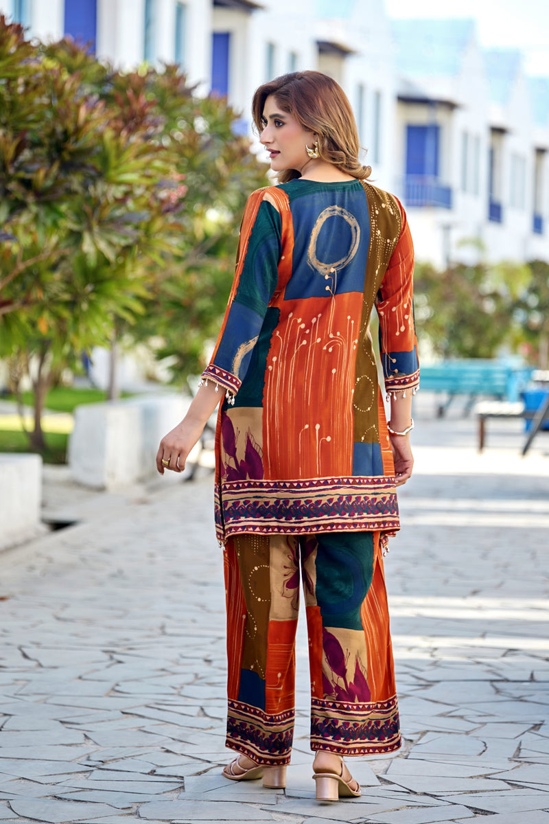 Multi Color Digital Print Cotton Co-ord Set