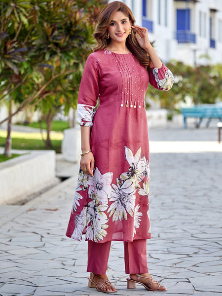 TAVAS Minimal Luxe White Printed Cotton Co-ord Set