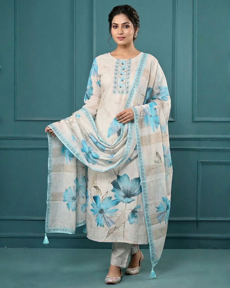 Digital Print Cotton Kurta Set for Women