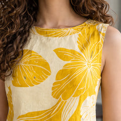 Yellow Floral Sleeveless Kurta Set