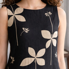 Black Floral Sleeveless Kurta Set
