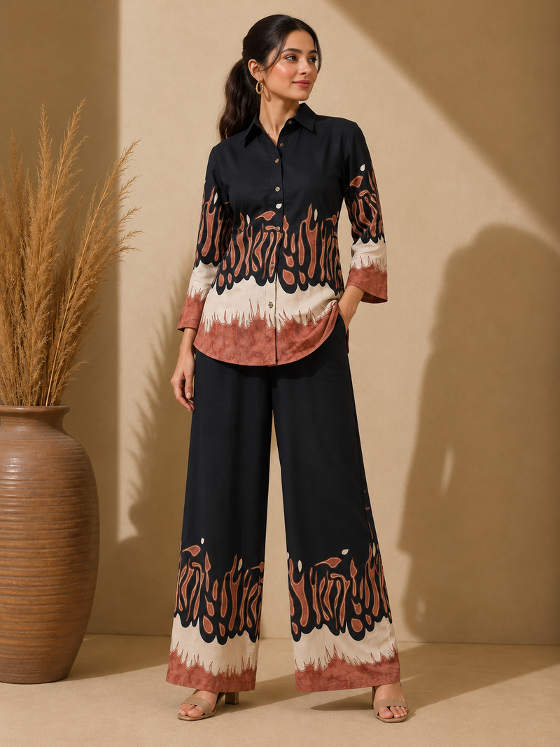 Women’s Black Abstract Printed Kurta Set