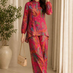Premium Pink Floral Printed Co-Ord Set for Women
