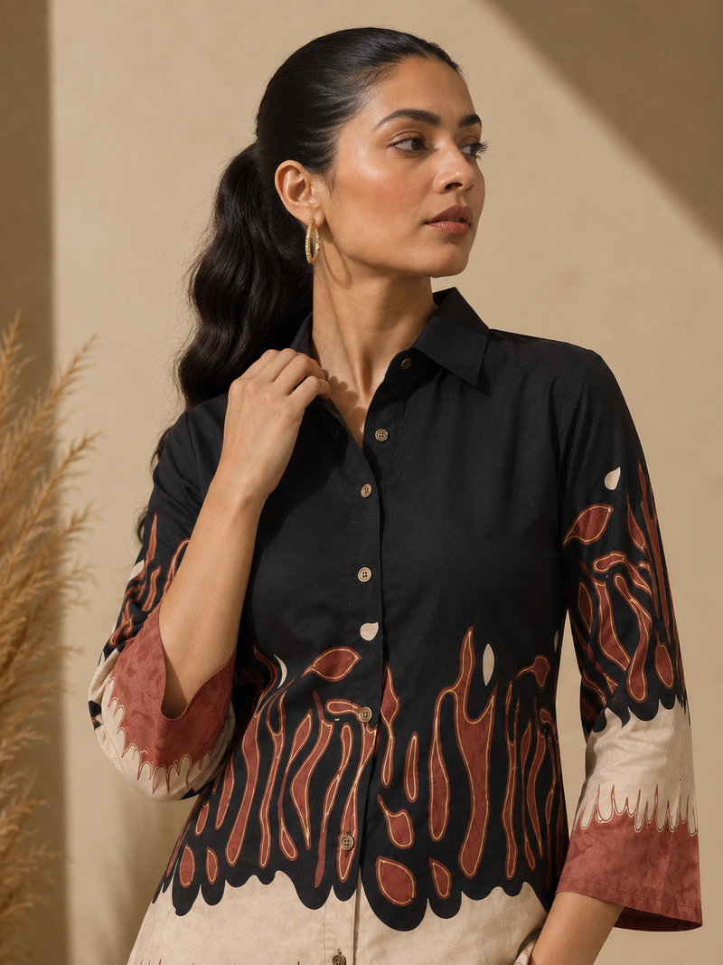 Women’s Black Abstract Printed Kurta Set