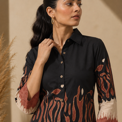 Women’s Black Abstract Printed Kurta Set