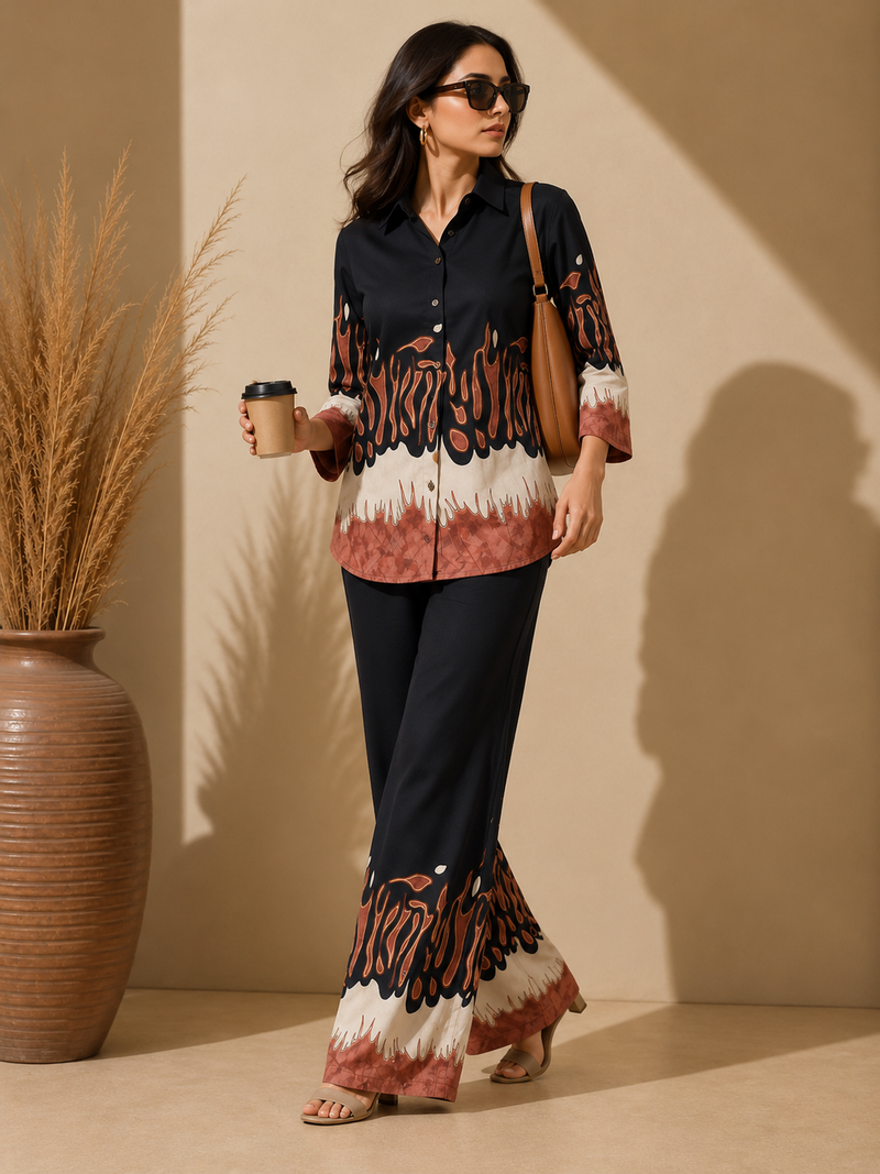 Women’s Black Abstract Printed Kurta Set