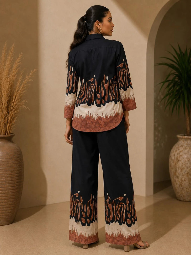 Black Premium Cotton Printed Co-Ord Set for Women