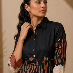 Black Premium Cotton Printed Co-Ord Set for Women