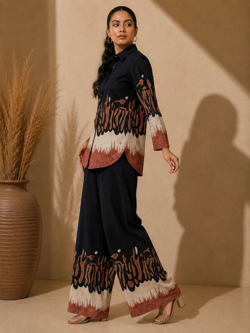 Black Premium Cotton Printed Co-Ord Set for Women