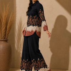 Black Premium Cotton Printed Co-Ord Set for Women