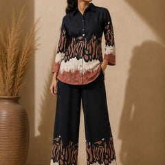 Black Premium Cotton Printed Co-Ord Set for Women
