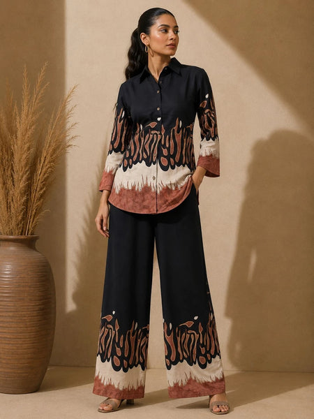Black Premium Cotton Printed Co-Ord Set for Women