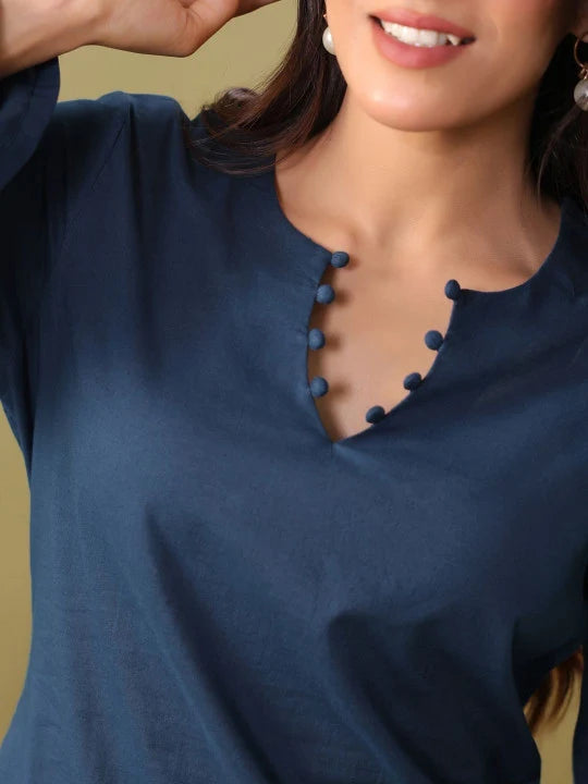 Blue Cotton Farshi Salwar Set