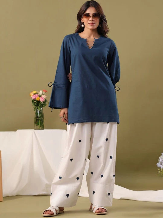 Blue Cotton Farshi Salwar Set